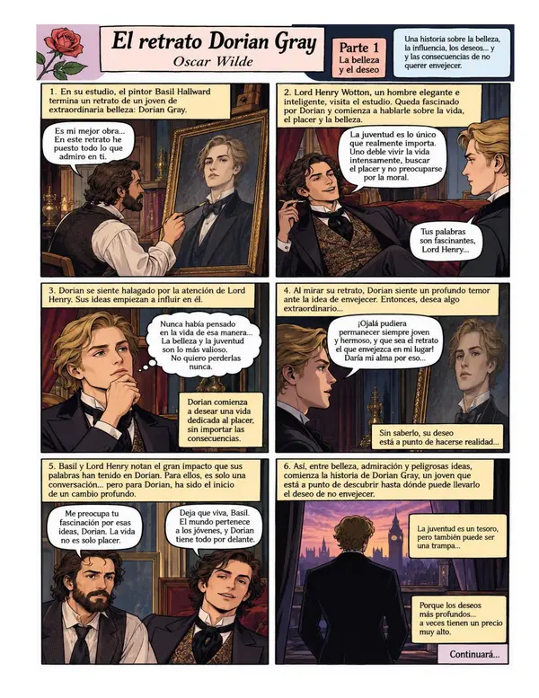 RESUMEN TIPO COMIC LIBRO EL RETRATO DE DORIAN GRAY