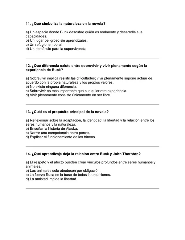 Prueba del libro "La llamada de la selva” (Jack London) 5° básico