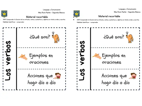 Los verbos - Material para el cuaderno 