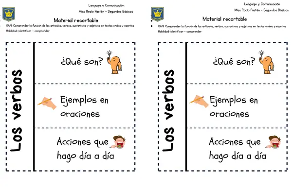 Los verbos - Material para el cuaderno 