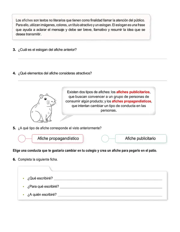 Guía de lenguaje 4°año ¡A crear un afiche!