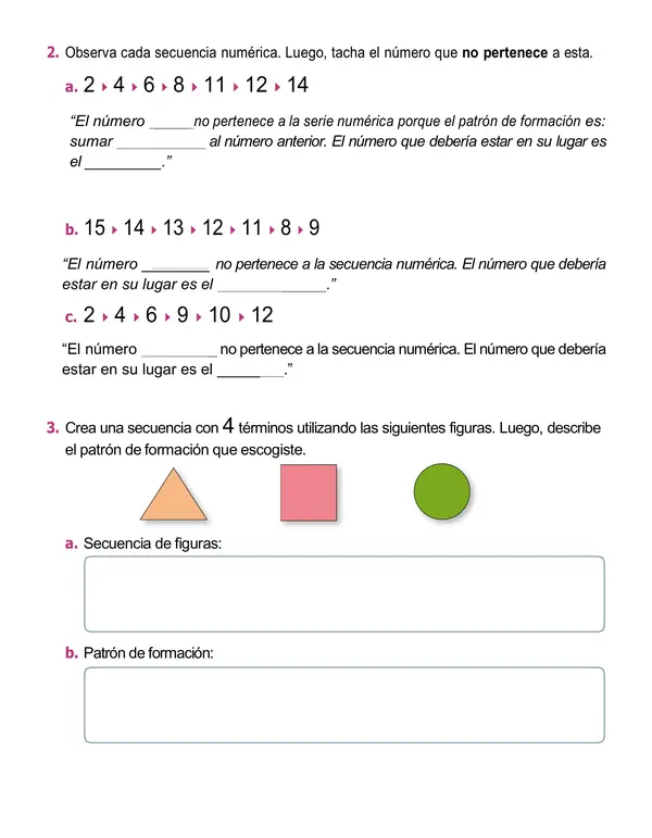 Guía de matemática 1° año básico "Patrones y Álgebra"