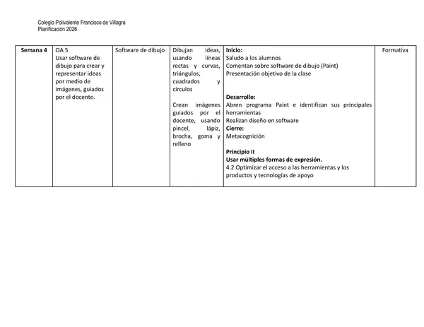 Planificación 2026 asignatura Tecnología