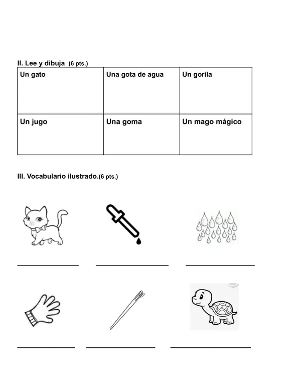 Prueba hasta lección gato de 1° básico lenguaje