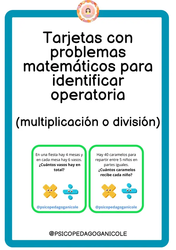 Identifica la operatoria: Multiplicación o división