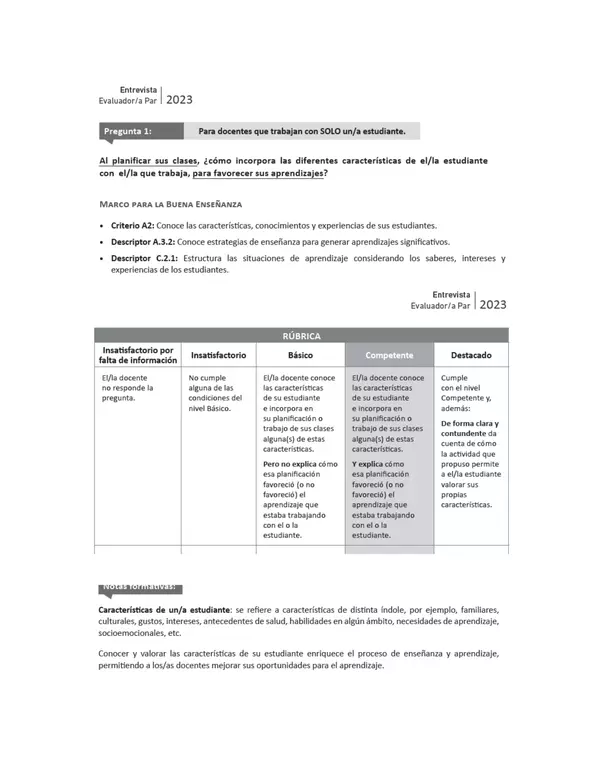 Evaluacion Docente 2023, "RUBRICAS DE EVALUADOR PAR"