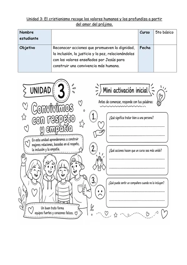 UNIDAD 3: Cristo nos propone una escalada de valores