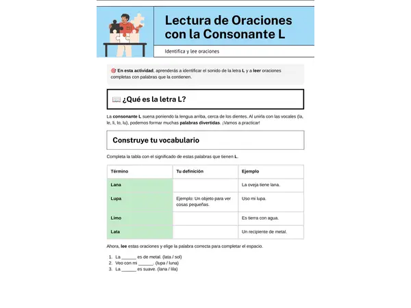 Leo y contesto palabras con la letra L