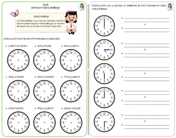 La hora en reloj análogo