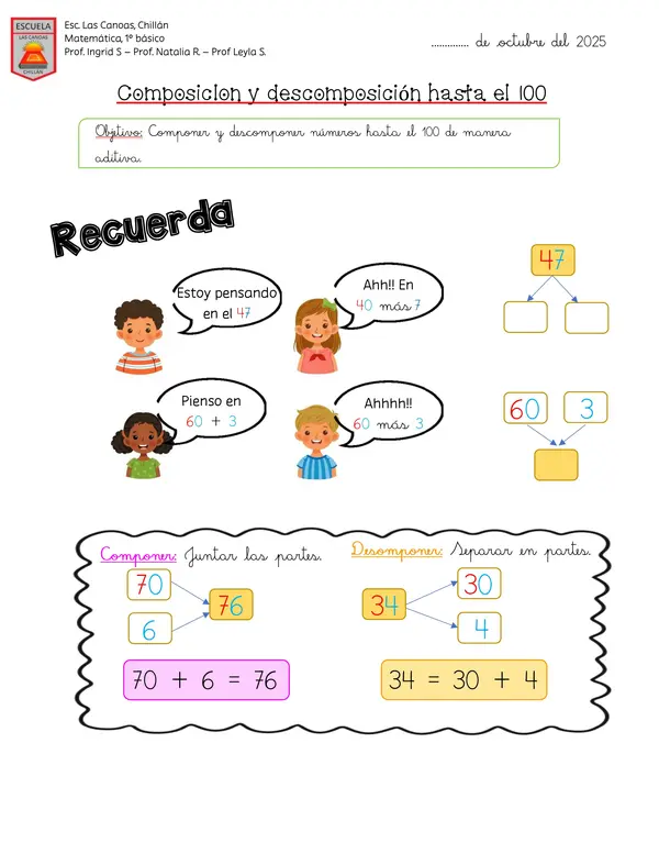 Composición y descomposición de n° hasta el 100