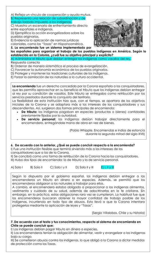 Prueba Historia - Pueblos hispanos e indígenas fusión cultural y mestizaje
