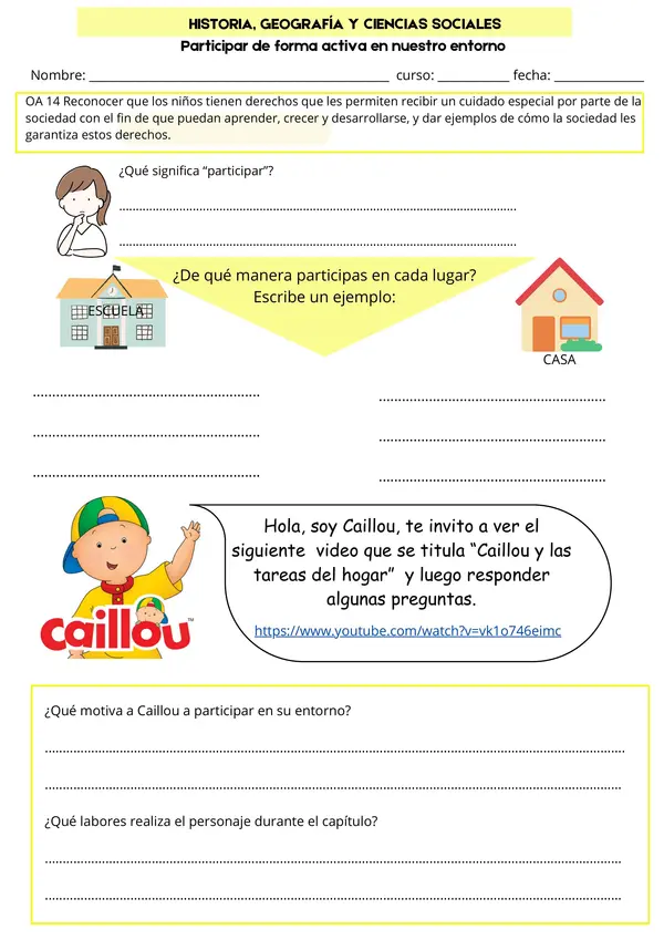 Historia y Geografía Participar de forma activa en nuestro entorno Derechos y deberes