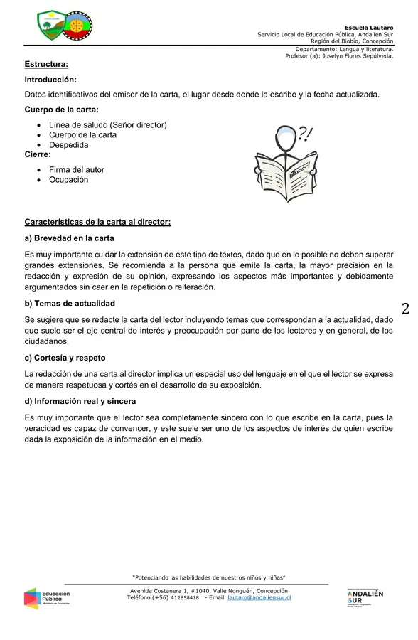 Textos argumentativos: Carta al director.