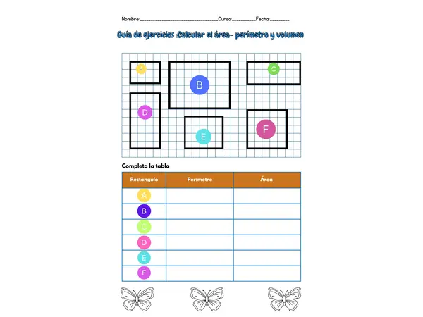 Guía de ejercicios de Perímetro-área y volumen 