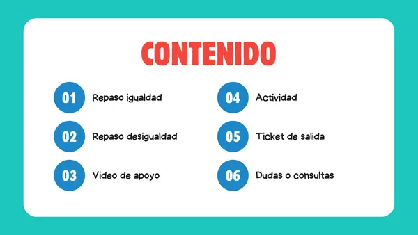 repasar contenidos de igualdad y desigualdad segundo básico