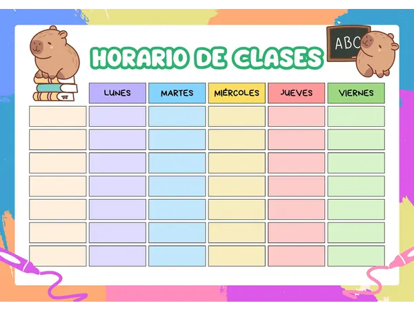 Set de Horario de clases para completar 