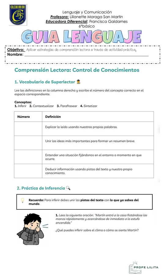 Guia comprensión lectora 