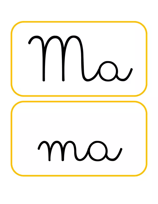 Tarjetas de trabajo en manuscruta de la consonante M 