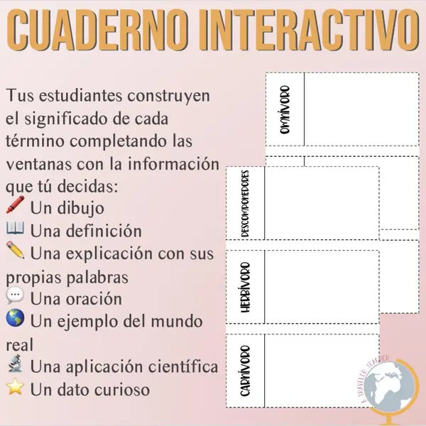Cadena alimenticia Cuaderno interactivo de vocabulario