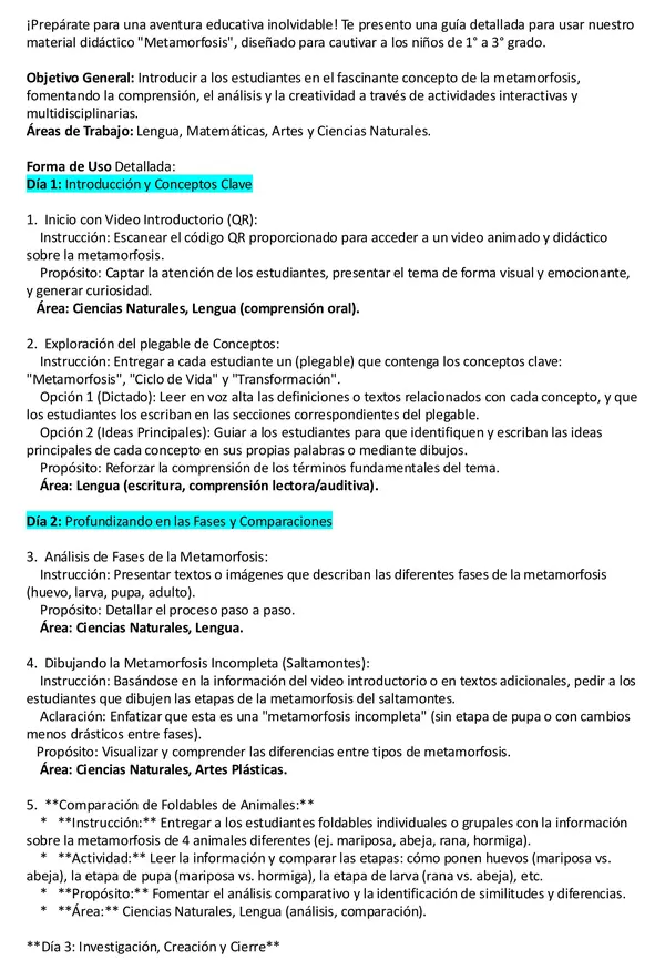 UNIDAD DIDÁCTICA METAMORFÓSIS