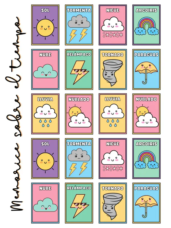 Juego: memorice sobre el tiempo🌈