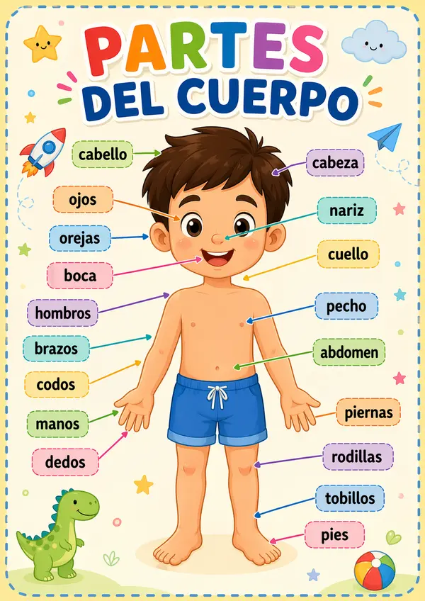 Cartel Educativo sobre Partes del Cuerpo (niño)