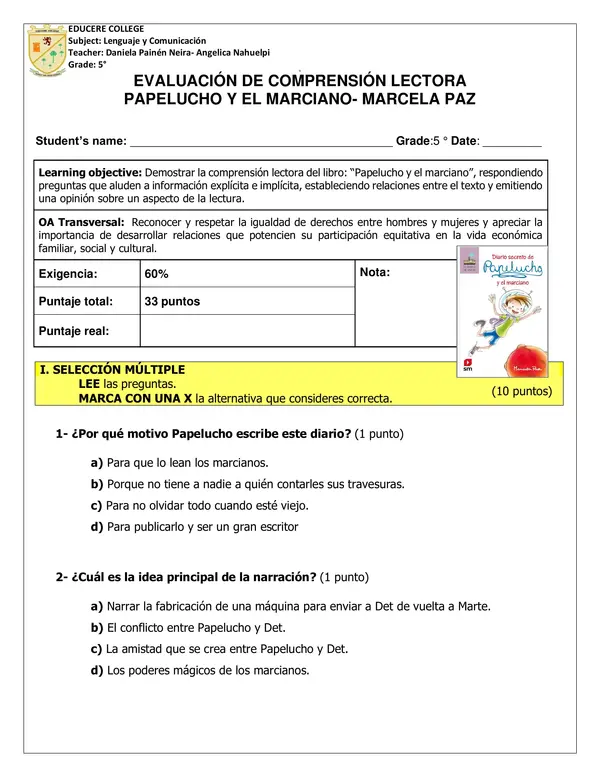 Papelucho y el marciano