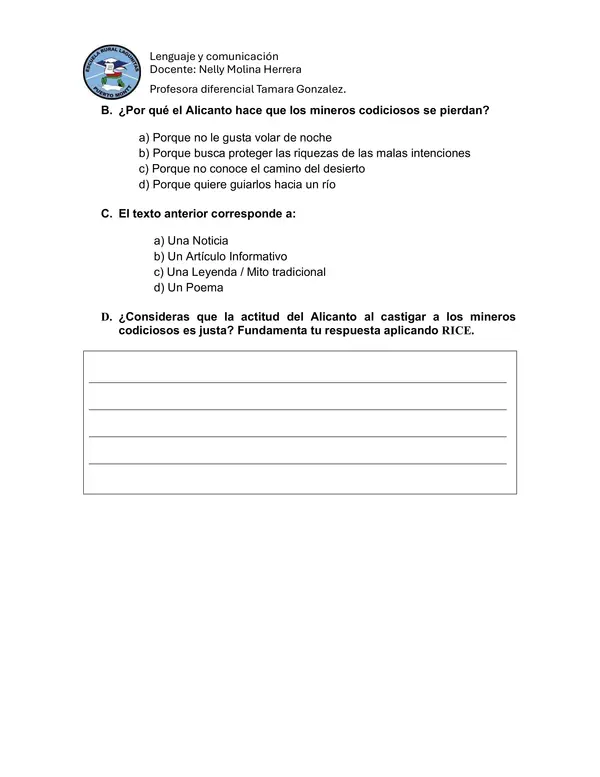 Guia compresión lectora tipo de textos