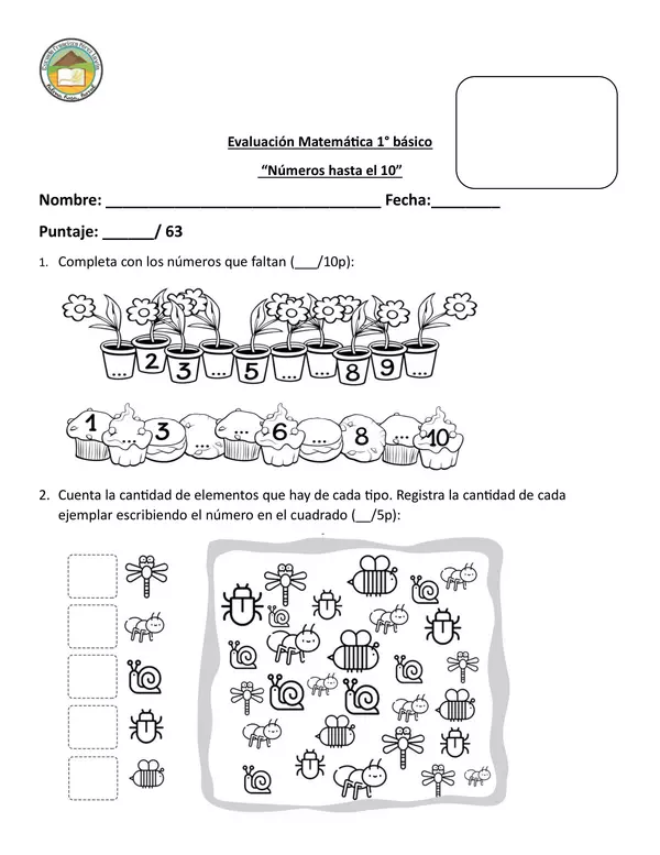 Evaluación Números hasta 10