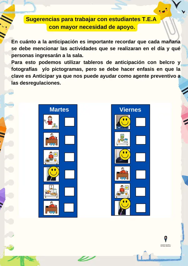Sugerencias para trabajar en aula con estudiantes TEA