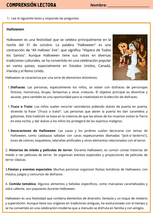 Aprende Halloween: Comprende, sustantivos, género y número