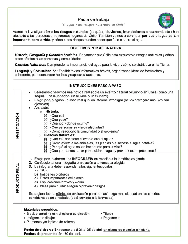Evaluación Integrada - “El agua y los riesgos naturales en Chile” 
