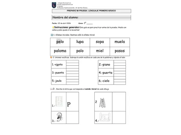 1ero básico: Lenguaje
