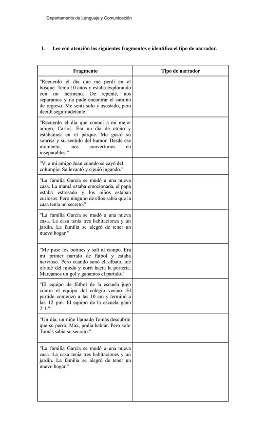 Tipos de Narrador: Guía de Análisis e Identificación con modelo de respuesta completa