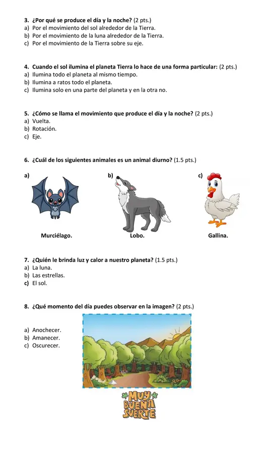 Prueba de Ciencias Naturales Unidad 4 Primero básico. 