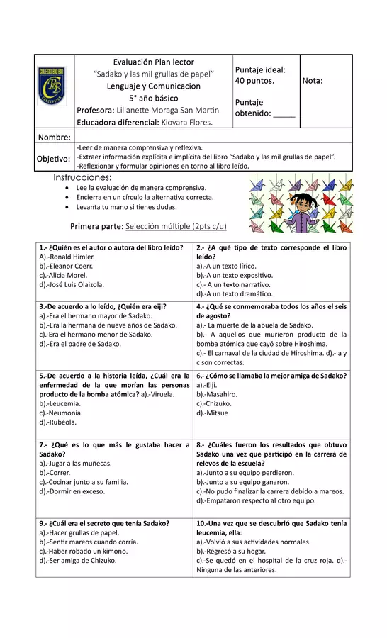Evaluación Sadako