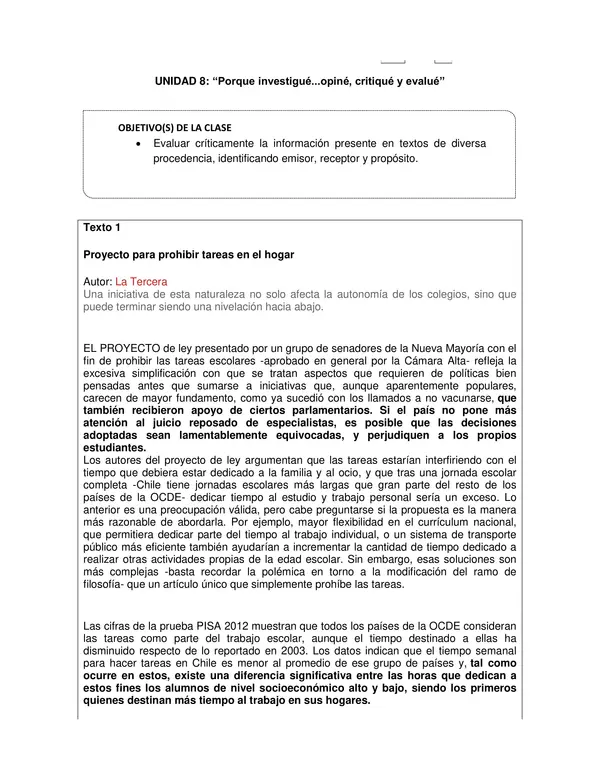 Guia de Lenguaje y Comunicacion 6 Basico: Porque investigué...opiné, critiqué y evalué (Semana