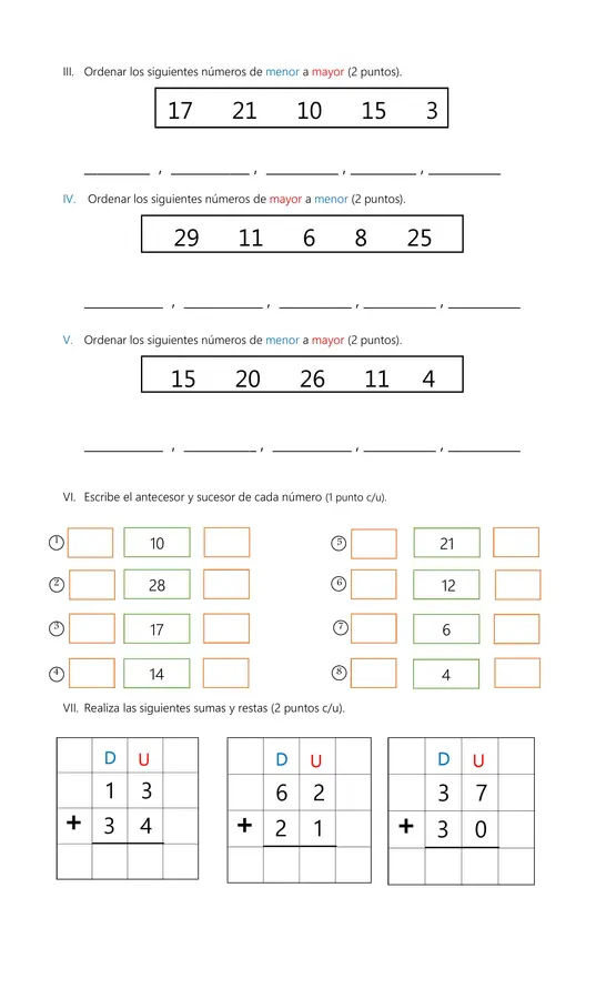 Evaluación descargable: Matemática 2° Básico – 1° Semestre