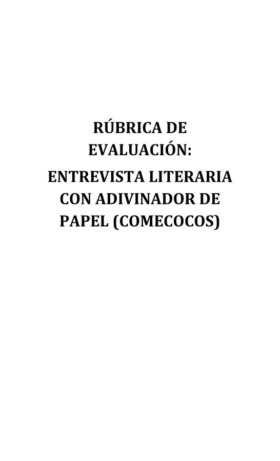 Rúbrica para evaluar una entrevista literaria
