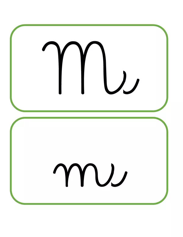 Tarjetas de trabajo en manuscruta de la consonante M 
