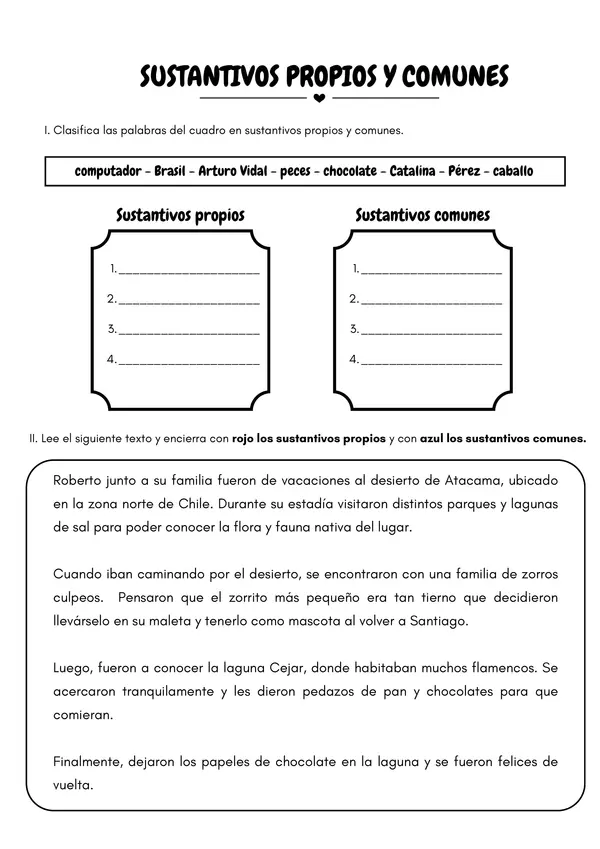 Sustantivos propios y comunes