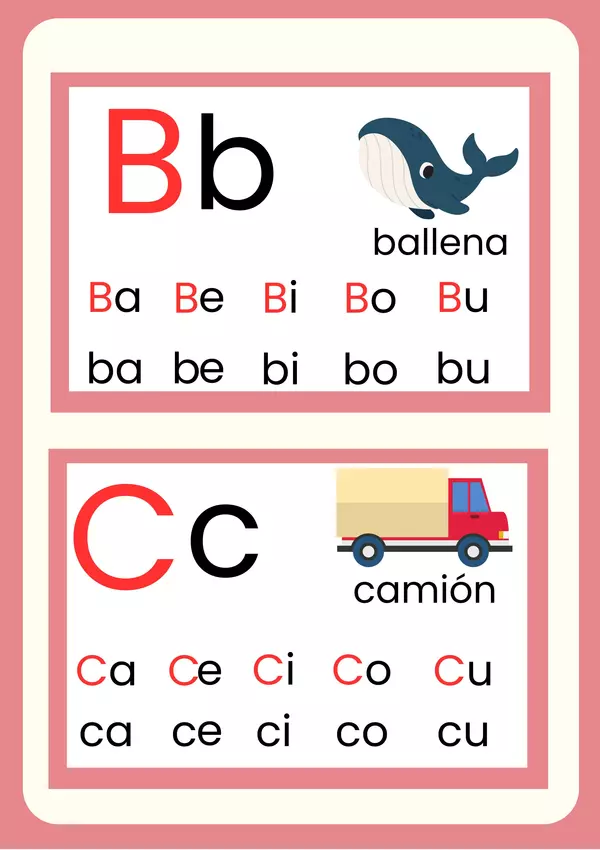 Tarjetas de las consonantes en imprenta