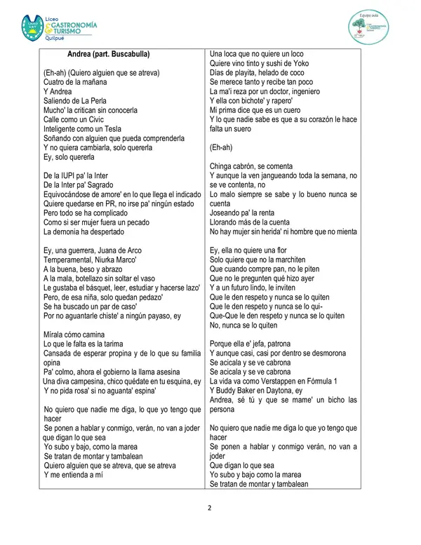 Argumentación con guía de Bad Bunny