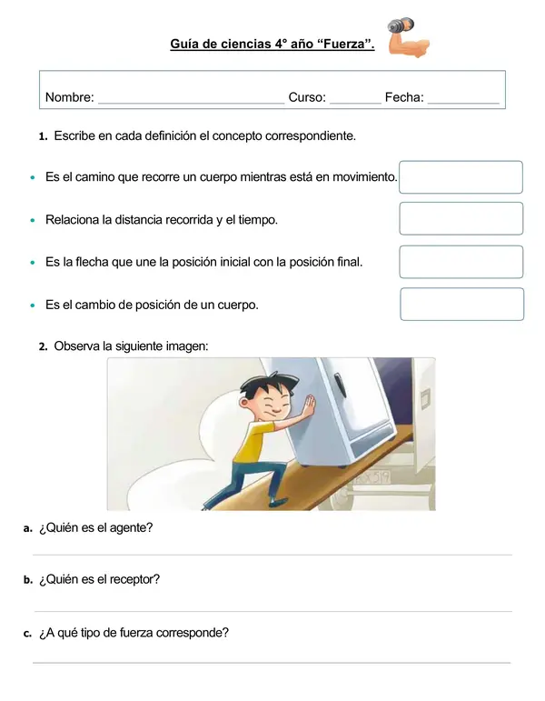 Guía de ciencias 4° "Fuerza"