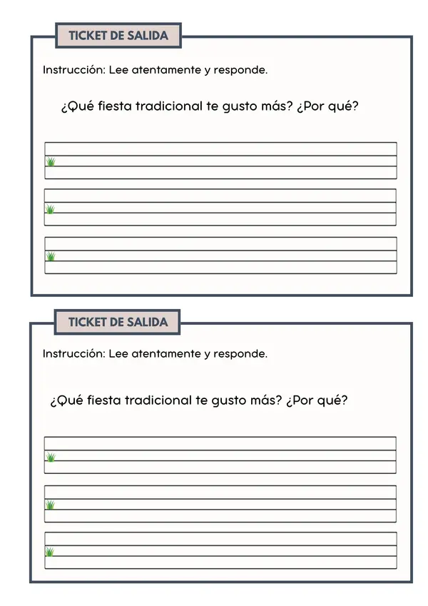 Ticket de salida Fiestas típicas 