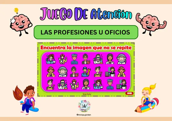 Juego de Atención: Profesiones y Oficios en pdf 