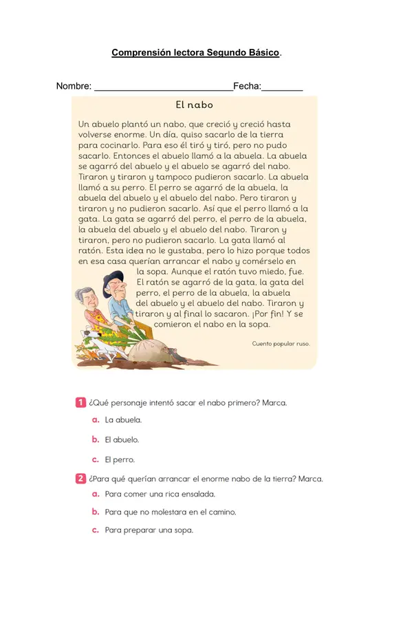 Comprensión lectora 2° Básico