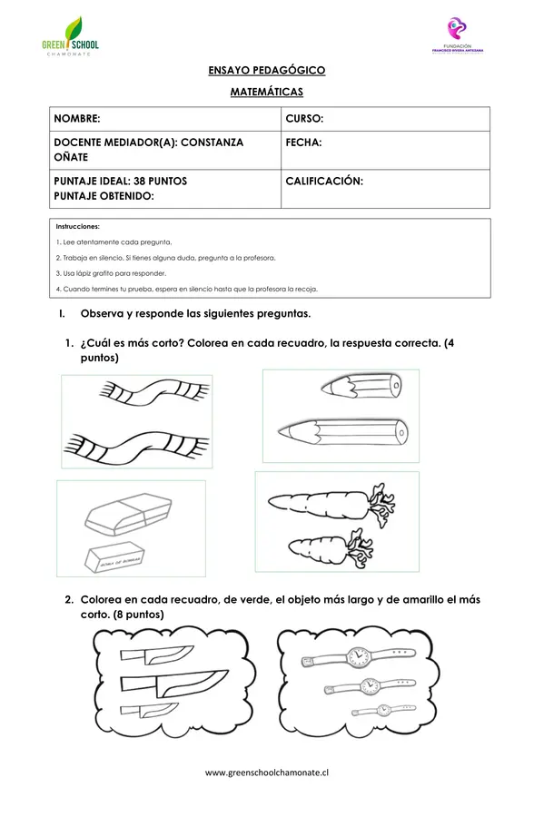 Evaluación de longitud primero básico