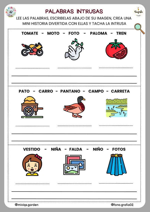 Palabras Intrusas (Escritura divertida)