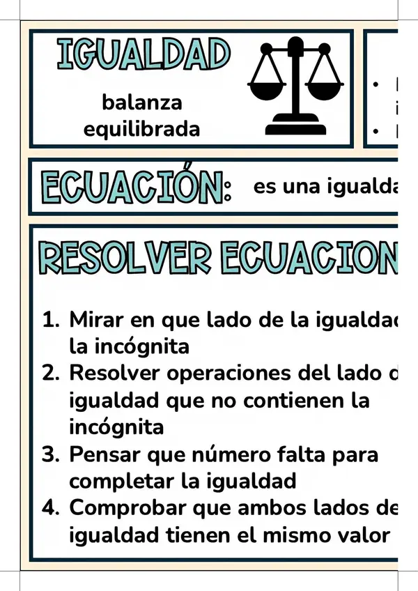 Cartel "Igualdad y ecuaciones"